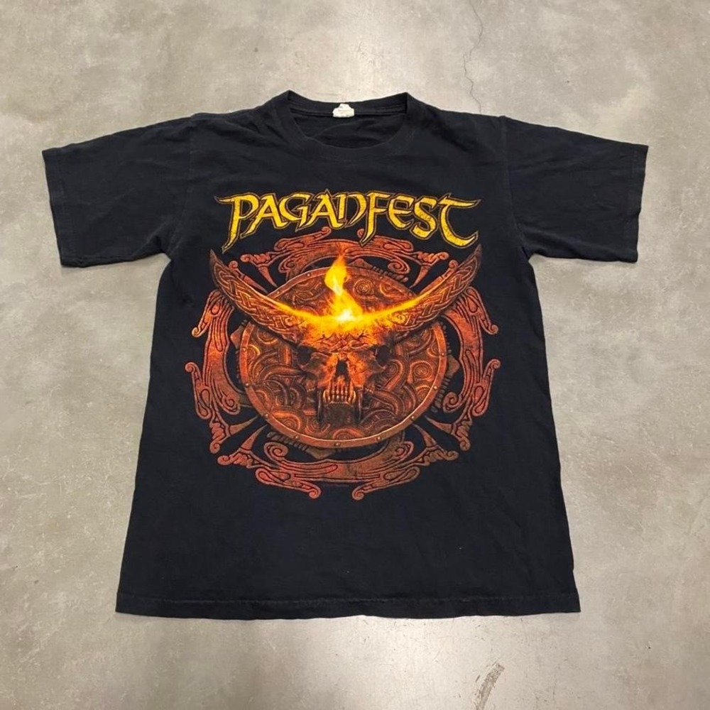 Vintage y2k 90s black pagan fest spellout goth‎ screamo music shirt